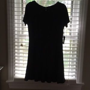 Ivory dot and black fit and flare dress